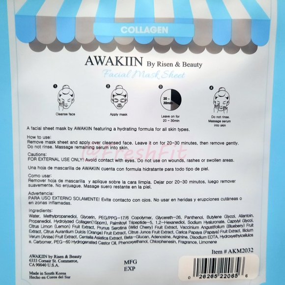 3x Collagen Korean Face Masks Firming/Rejuvenating - Picture 2 of 4